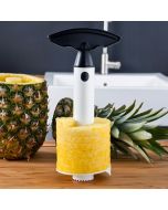 Vacu Vin ananassnijder voor snel schillen, ontkernen en snijden van verse ananas. Maakt mooie schijven, houdt de schil intact en is vaatwasserbestendig.