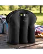 BUILT NY Six Pack Tote zwart/grijs voor maximaal 6 flessen of blikjes. Isolerende flessentas van rekbaar neopreen, compact en handig voor onderweg.