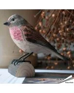 Handgeschnitzter Holzvogel in Naturgrösse; mit Farben von Hand naturgetreu bemalt.