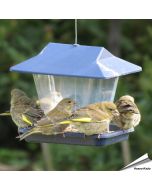 Futterhaus Cottage mit Futtersilo für Samen (dunkelblau)