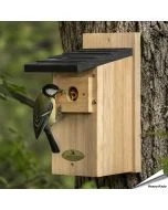 Stabiler Nistkasten aus FSC-Holz ✔️ 32 mm Einflugloch für Meisen & Kleiber ✔️ Mit Schutz vor Nesträubern - Sichere Nisthilfe für Gartenvögel ➤ Hoezo-Kado