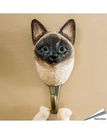 Handgemachter Holz-Kleiderhaken von einer siamesischen Katze ✔️ Naturgetreu bemalt ✔️ Geschenkidee für Katzen- und Naturliebhaber ➤ Bestelle im Hoezo-Kado Shop
