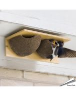 Doppelte Nisthilfe für Mehlschwalben aus Holz / Holzbeton ✔️ Schalenförmig - einfache Montage an Fassaden ✔️ Empfohlen von u.a. NABU und LBV ✔️ Online kaufen bei Hoezo-Kado