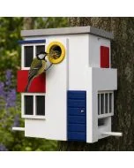 Multiholk De Stijl - Wildlife Garden ✔️ Nistkasten und Futterhaus in einem ✔️ Für kleine Gartenvögel ✔️ Inspiriert nach dem Kunststil De Stijl ➤ Hoezo-Kado