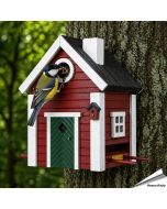 Multiholk Schwedenkate - Wildlife Garden ✔️ Nistkasten und Futterhaus in einem ✔️ Für kleine Gartenvögel ✔️ Inspiriert nach skandinavischem Design ➤ Hoezo-Kado