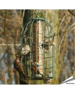 Stelle sicher, dass deine Vögel immer genug zu fressen haben mit unserem Futtersilo mit Schutzkäfig für Sämereien!