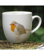 Porzellantasse mit Rotkehlchen-Motiv - für Vogelliebhaber - www.hoezo-kado.de