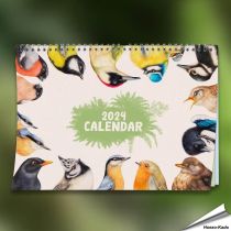 Jahreskalender 2024 mit europäischen Gartenvögeln - Jetzt kaufen auf www.hoezo-kado.de