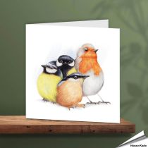 Grußkarte - Mit Vogelmotiven - Von Hand gezeichnet - www.hoezo-kado.de