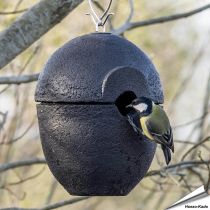 Holzbeton Nistkasten Malaga | schwarz | 32mm Einflugloch | Hoezo-Kado