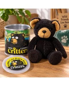 Canned Critters Bumbly de Zwarte Beer is een pluchen knuffel van ca. 10 cm in een origineel BPA-vrij blikje. Leuk als klein en verrassend cadeau.