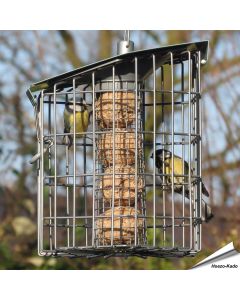 Futterhaus mit Schutzkorb für Meisenknödel und Energieblöcke - www.hoezo-kado.de