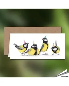 Geburtstagskarte - Mit Kohlmeisen-Motiv - Von Hand gezeichnet - www.hoezo-kado.de