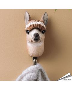 Handgefertigter Kleiderhaken mit Alpaka-Motiv ✔️ Naturgetreu und mit ungiftigen Farben bemalt ✔️ Tragkraft: 10 kg ✔️ Originelles Geschenk für Tierliebhaber und Naturfreunde ➤ Bestelle online bei Hoezo-Kado