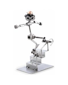 Handgemaakte Hinz & Kunst sculptuur van een inline skater met helm, skates en skate-obstakel. Origineel metalen cadeau voor iedere skate-liefhebber.