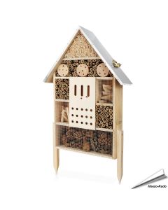 Grosser Nistkasten für Insekten mit Metall-Dach, artgerechte Bauweise - Hoezo-Kado
