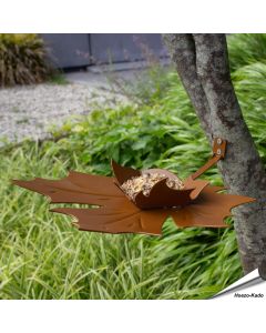 Elegante Wand-Futterschale in Blattform ✔️ Wetterfestes Metall mit Pulverbeschichtung ✔️ Ideal f&uuml;r Meisen, Spatzen & Rotkehlchen ➤ Hoezo-Kado.de