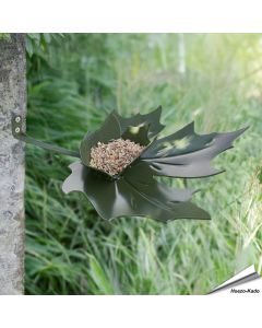 Stilvolle Wand-Futterschale in Blattform ✔️ Aus pulverbeschichtetem Metall, wetterfest & pflegeleicht ✔️ F&uuml;r Meisen, Spatzen & Rotkehlchen ➤ Hoezo-Kado.de