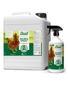 Milbenbefall bei Deinen Hühnern? ✔️ Sparverpackung - 5 L Kanister & 1 L Sprühflasche ✔️ Milben-Spray Repellent zur Unterstützung der Abwehr von Milben und Parasiten ✔️ Online bei Hoezo-Kado