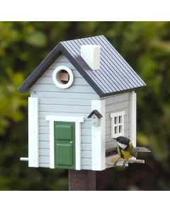 Multiholk Graues Haus - Wildlife Garden ✔️ Nistkasten und Futterhaus in einem ✔️ Für kleine Gartenvögel ✔️ Inspiriert nach skandinavischem Design ➤ Hoezo-Kado