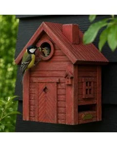 Multiholk Red Earth - Wildlife Garden ✔️ Nistkasten und Futterhaus in einem ✔️ Für kleine Gartenvögel ✔️ Inspiriert nach skandinavischem Design ➤ Hoezo-Kado