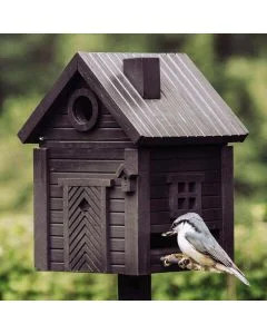 Multiholk Carbon Black - Wildlife Garden ✔️ Nistkasten und Futterhaus in einem ✔️ Für kleine Gartenvögel ✔️ Inspiriert nach skandinavischem Design ➤ Hoezo-Kado