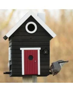 Multiholk Schwarzes Haus - Wildlife Garden ✔️ Nistkasten und Futterhaus in einem ✔️ Für kleine Gartenvögel ✔️ Inspiriert nach skandinavischem Design ➤ Bestelle auf www.hoezo-kado.de