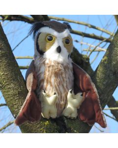 Koop de pluche Amerikaanse oehoe van Wild Republic Cuddlekins. Zachte uilenknuffel van ca. 30 cm met grote gele ogen en oorpluimen, geschikt vanaf 4 jaar.