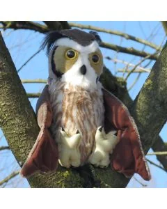 Koop de pluche Amerikaanse oehoe van Wild Republic Cuddlekins. Zachte uilenknuffel van ca. 30 cm met grote gele ogen en oorpluimen, geschikt vanaf 4 jaar.