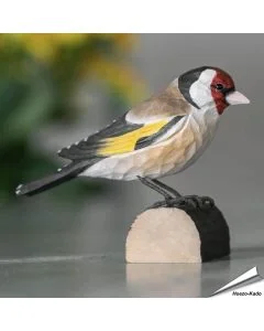 Handgeschnitzter Stieglitz in Naturgrösse ✔️ Mit ungiftigen Farben naturgetreu bemalt ✔️ Originelles Geschenk für Vogel- und Naturliebhaber ➤ Hoezo-Kado