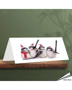 Weihnachtskarte - Mit Schwanzmeisen-Motiv - Von Hand gezeichnet - www.hoezo-kado.de