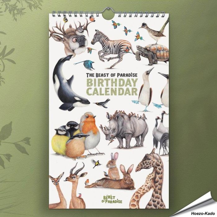 Geburtstagskalender von Beast of Paradise mit wilden Tieren ➤ Jetzt auf Hoezo-Kado bestellen