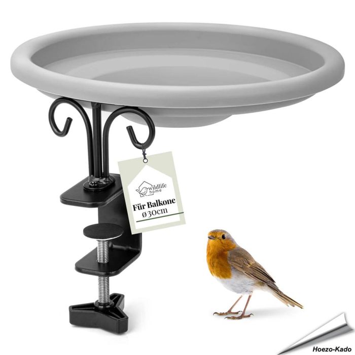 Balkon Wasserschale für Vögel - mit praktischer Balkonhalterung - www.hoezo-kado.de