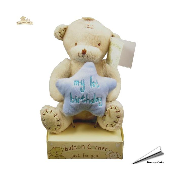 Teddy beer - My 1st Birthday (blauw) | Button Corner - Just for you!