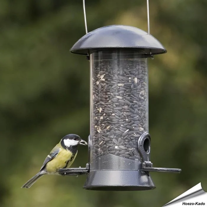 Metall-Futtersäule zum füttern von Wildvögel - Mit Sitzringen - www.hoezo-kado.de