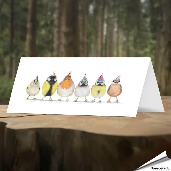 Geburtstagskarte - Mit Wildvogel-Motiv - Von Hand gezeichnet - www.hoezo-kado.de