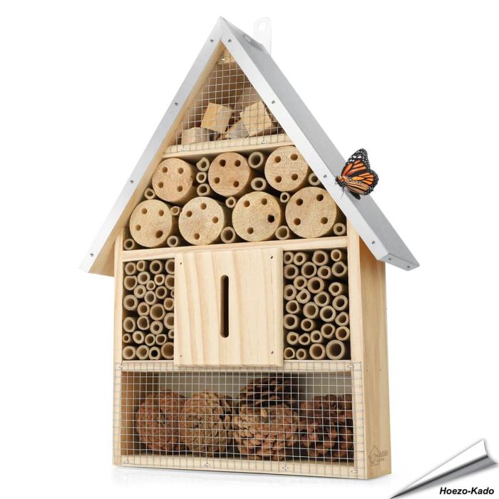 Nistkasten für Insekten mit Metall-Dach, artgerechte Bauweise - Hoezo-Kado