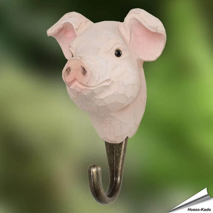 Kleiderhaken mit Schwein-Motiv ✓ von Hand gefertigt und mit Farben bemalt ✓ Dekorativ und praktisch ✓ Auch als Geschenk geeignet ✓ Hoezo-Kado