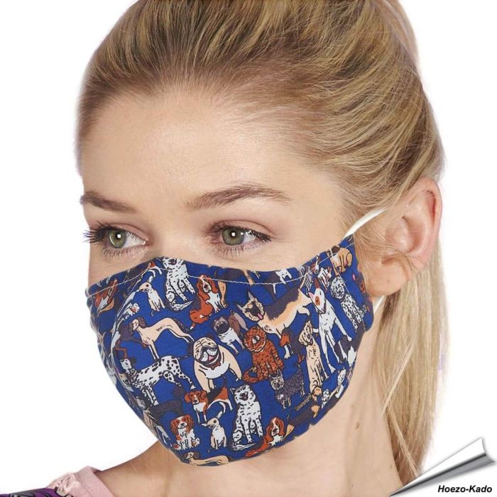 Wiederverwendbarer Mundschutz - Blaugrüne Hunde