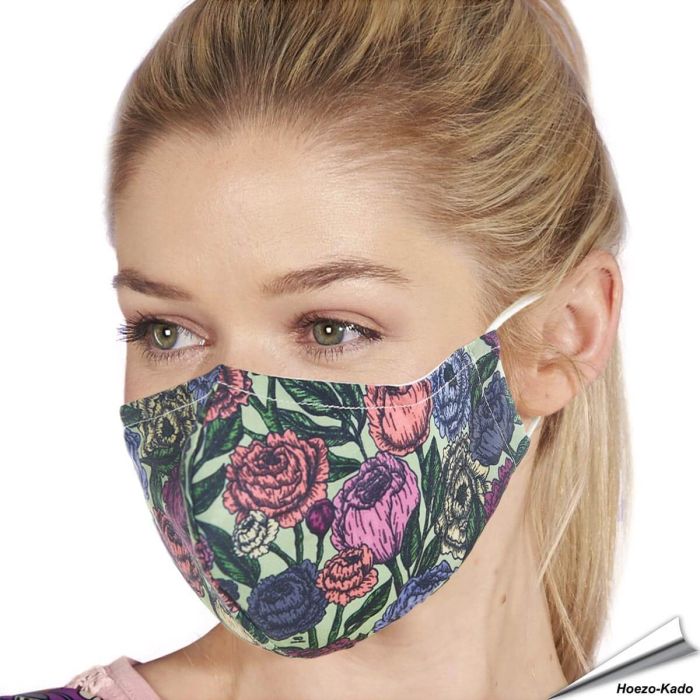 Wiederverwendbarer Mundschutz - Pfingstrosen Motiv