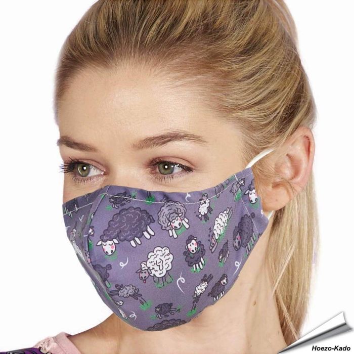 Wiederverwendbarer Mundschutz - graues Schaf