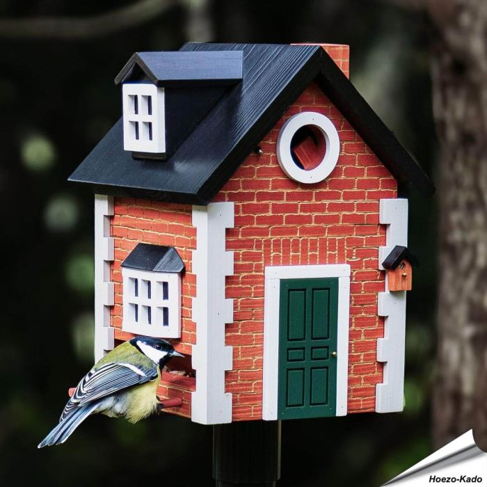 Multiholk Brick Cottage - Wildlife Garden ✔️ Nistkasten und Futterhaus in einem ✔️ Für kleine Gartenvögel ✔️ Inspiriert nach skandinavischem Design ➤ Bestelle bei Hoezo-Kado