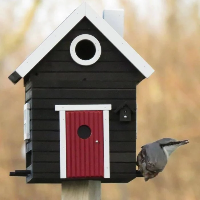 Multiholk Schwarzes Haus - Wildlife Garden ✔️ Nistkasten und Futterhaus in einem ✔️ Für kleine Gartenvögel ✔️ Inspiriert nach skandinavischem Design ➤ Bestelle auf www.hoezo-kado.de