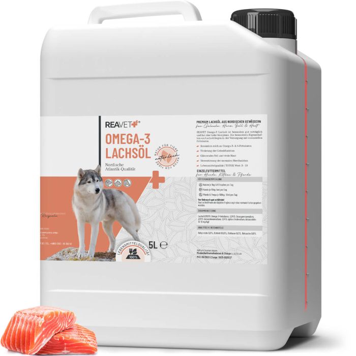ReaVET Omega-3 Lachsöl für Hunde, Katzen & Pferde (5000ml)