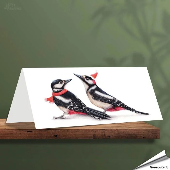 Weihnachtskarte - Mit Spechtmotiven - Von Hand gezeichnet - www.hoezo-kado.de