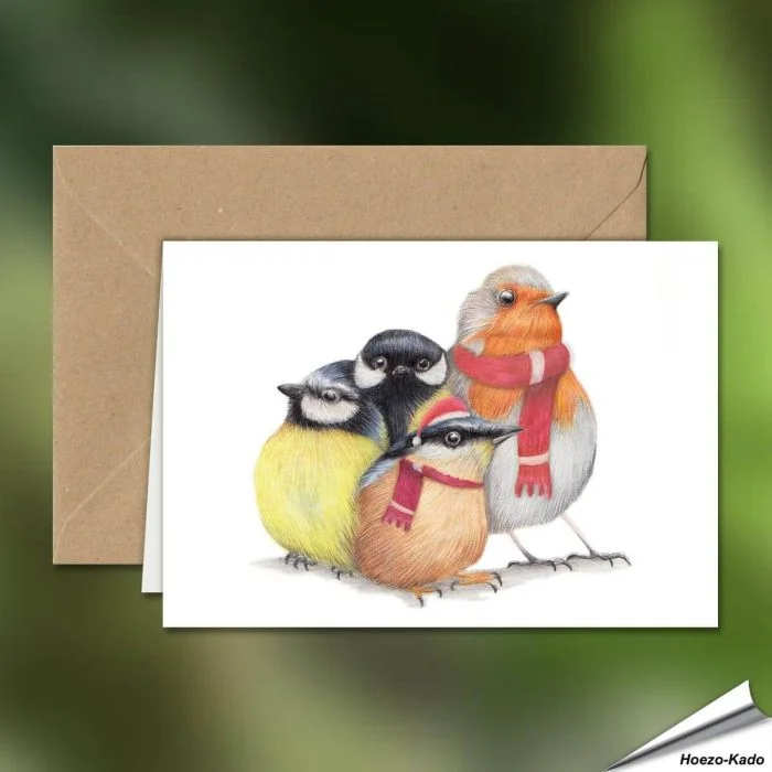 Weihnachtskarte | Cuddly Christmas Birdies | Hoezo-Kado