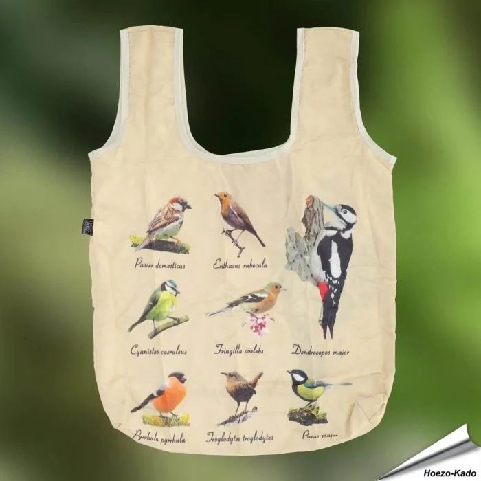 Stilvolle faltbare Einkaufstasche mit Vogelmotiv ✔️ robust, geräumig & leicht ✔️ Ideal für Einkäufe, Strand & Alltag ➤ Jetzt bei Hoezo-Kado bestellen!