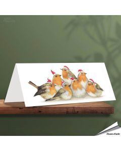 Weihnachtskarte - Mit Rotkehlchen-Motiven - Von Hand gezeichnet - www.hoezo-kado.de