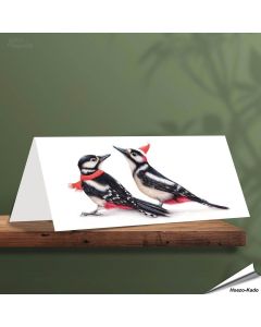Weihnachtskarte - Mit Spechtmotiven - Von Hand gezeichnet - www.hoezo-kado.de