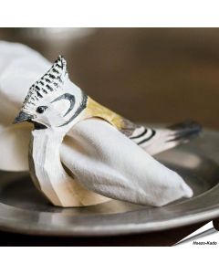 Serviettenring - Haubenmeise | Naturgetreu bemalt | Hoezo-Kado